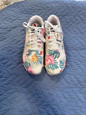 NOBULL White Athletic Shoes with Pink, Teal & Yellow Floral Print